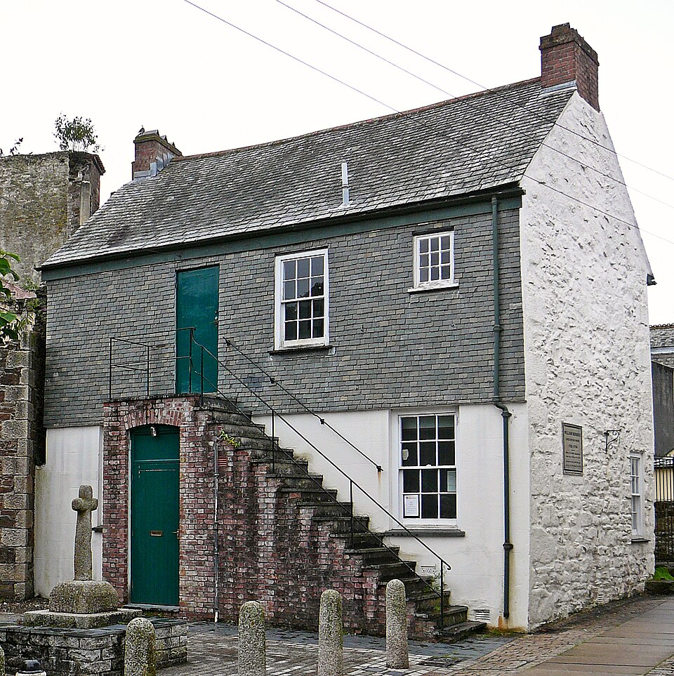 Murdoch House on Cross Street, Redruth, Cornwall, a stone terraced house.